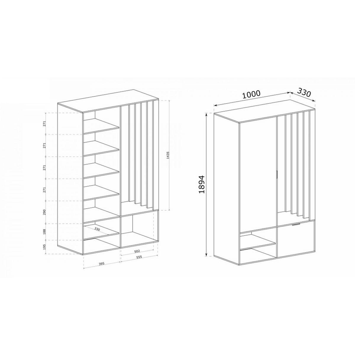 GARDEROBENSCHRANK Limo Plus mit zwei Türen kaschmir - Kaschmir, Holzwerkstoff (100/190/33cm) - Beautysofa