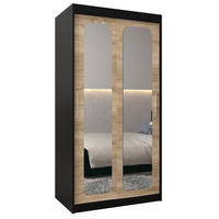 SCHWEBETÜRENSCHRANK 200/100/62 2-türig - Silberfarben/Schwarz, Holz/Kunststoff (100/200/62cm) - Abiks Möbel