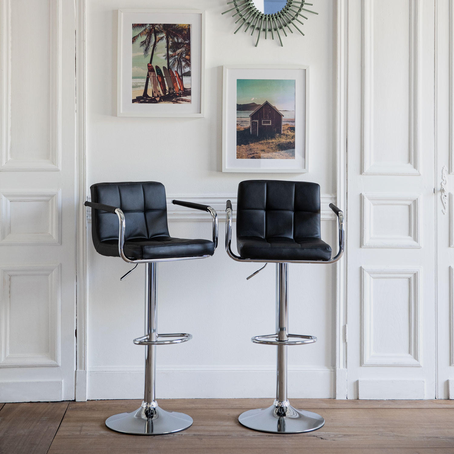 BARHOCKER Mike Schwarz 2er-Set - Schwarz, Kunststoff (52.5/106/46.5cm) - Happy Garden