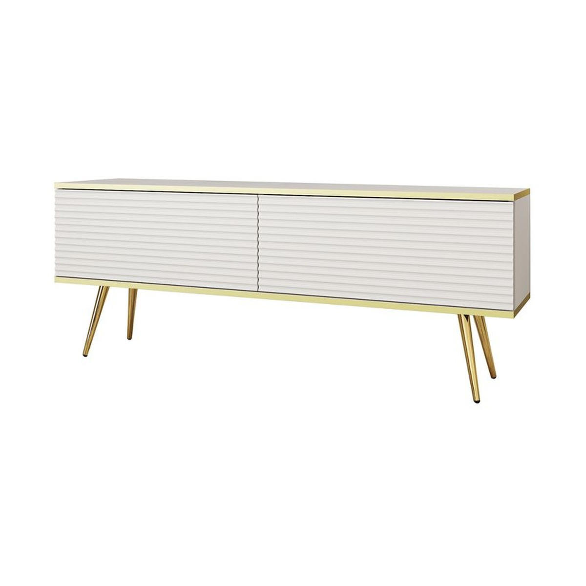 LOWBOARD – 135 cm – Oro Mdf – Mit Füßen – TV-GEN0309 - Weiß, Holzwerkstoff (135/30/32cm) - hi-markt