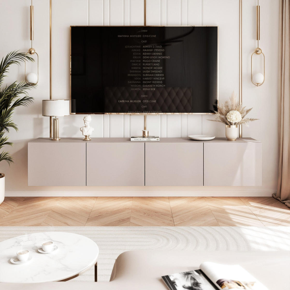 TV-LOWBOARD kaschmir, hängend mit LED-Beleuchtung - Kaschmir, Holzwerkstoff (200/36/40cm) - Idohome