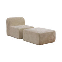SESSEL DE-35117 mit Ottoman Hellkhaki - Sandfarben, Textil (182.5/73/76.5cm) - ComfortXL