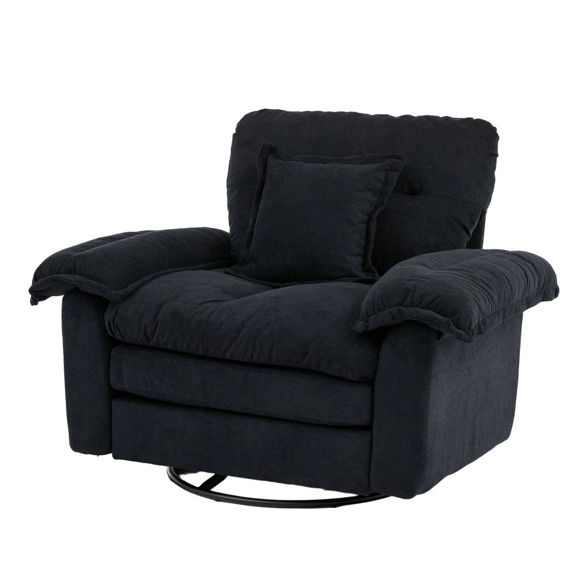 SESSEL in Schwarz mit 360°-Drehfunktion und Chenillebezug,84/116/96 cm - Schwarz, Textil (84/96/116cm) - Flora Grace