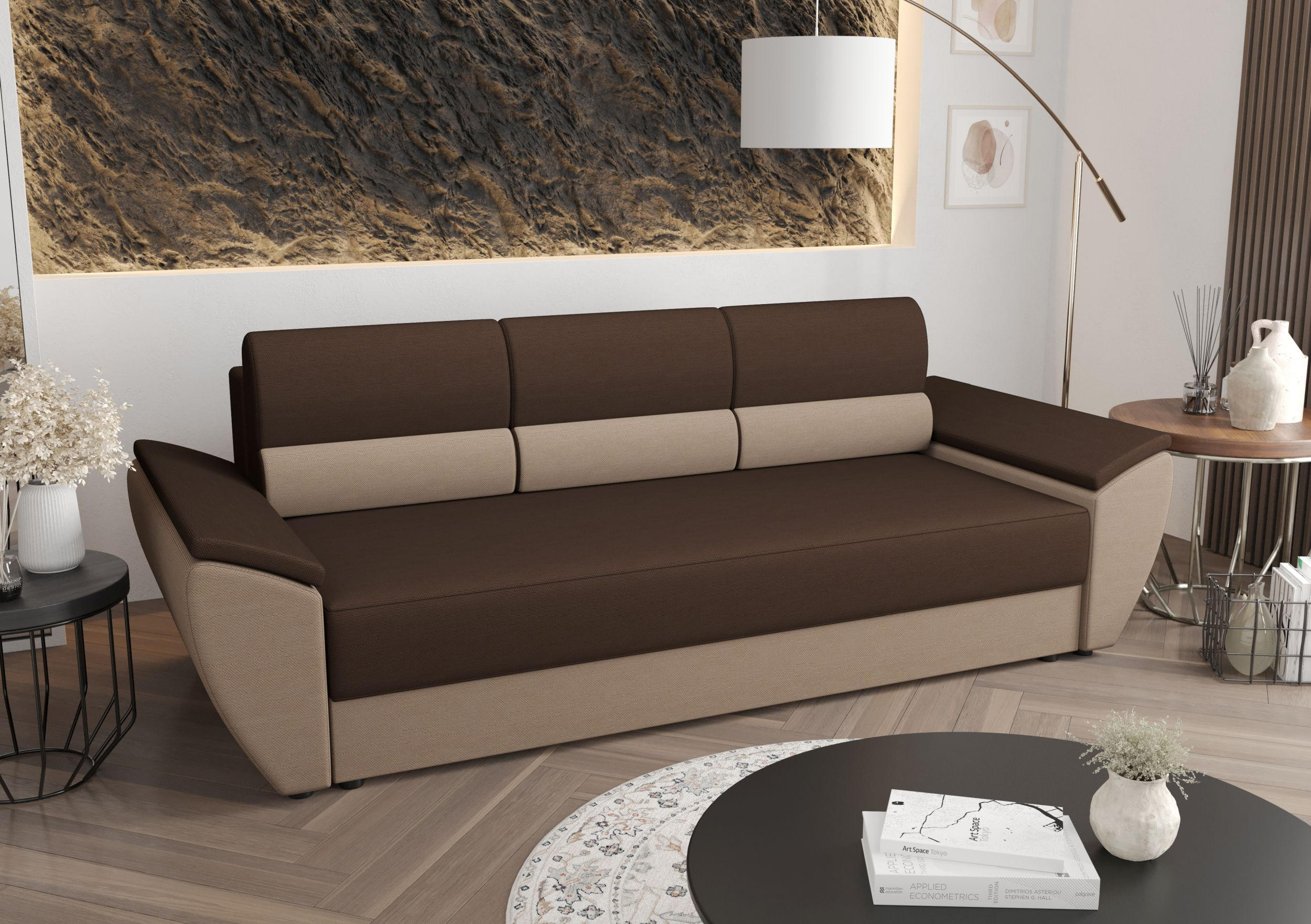 SOFA REBI BIS mit Schlaffunktion RAINBOW 20+05 mit Stauraum - Braun, Textil (80/78/240cm) - Bedante