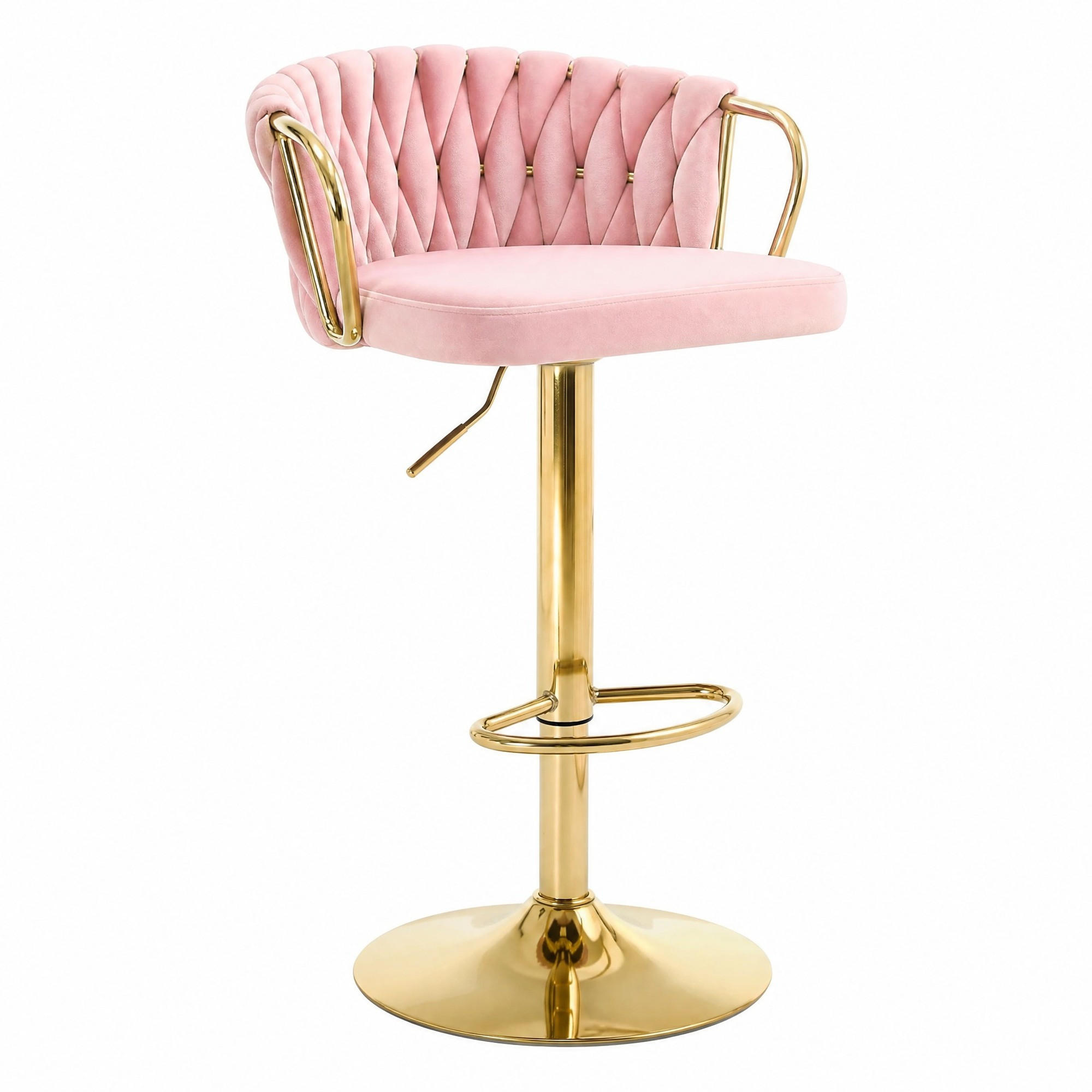 BARHOCKER 49,5/77–98/50,5 cm Rosa, höhenverstellbar und 360° drehbar - Rosa, Metall (49.5/98/50.5cm) - MIVRAY
