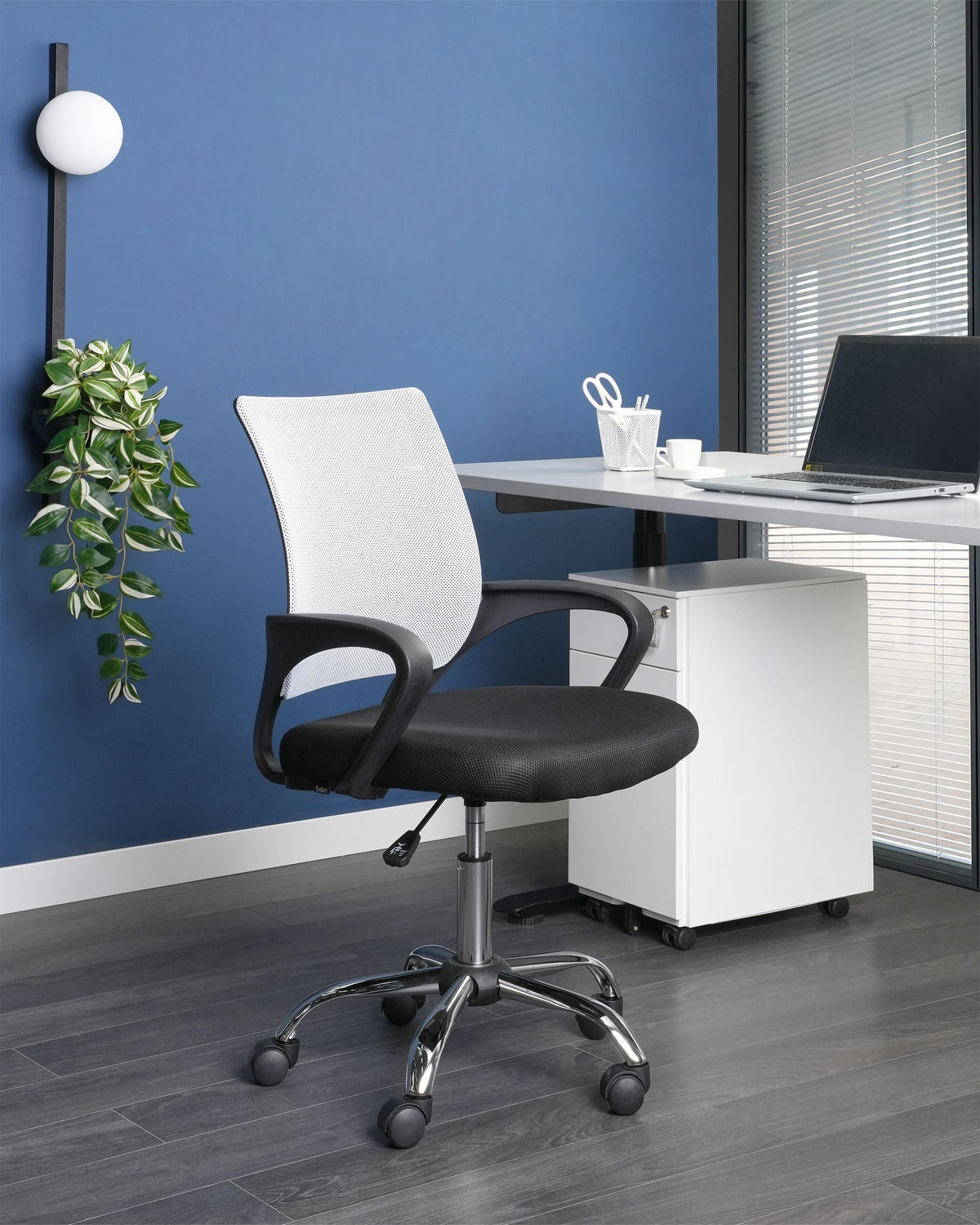KANCELÁŘSKÁ ŽIDLE Černá/Bílá Solid - černá, textil (60/88/60cm) - Beliani