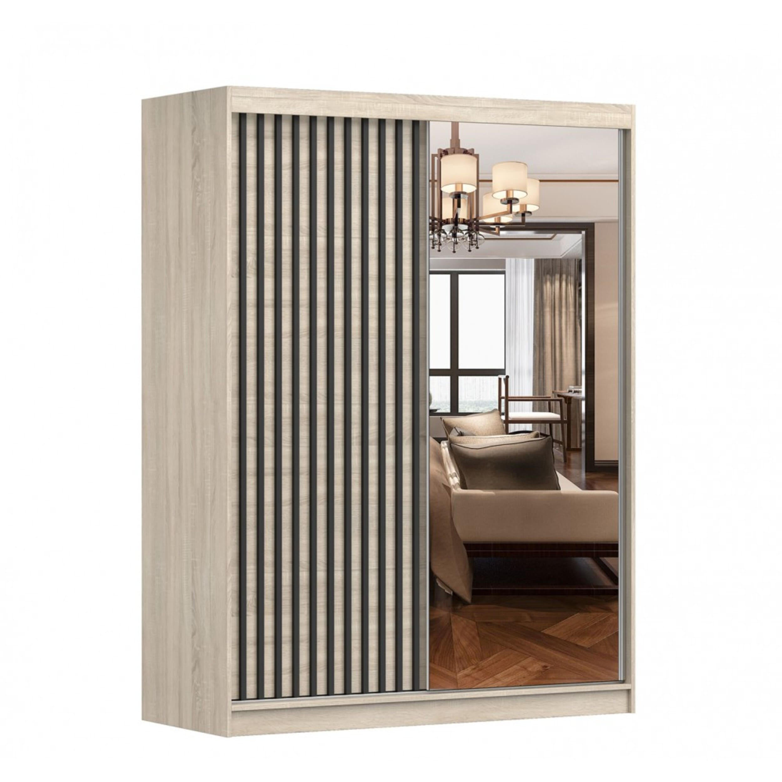 SCHIEBETÜRENSCHRANK - LABI S1 (Sonoma) - Sonoma Eiche, Holzwerkstoff/Metall (150/200/61cm) - Möblo