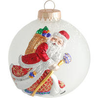 CHRISTBAUMKUGEL 3D-Santa Weiß 10cm (Glas / 1 Stk.) - Weiß, Glas (10/10/10cm) - Krebs Glas Lauscha