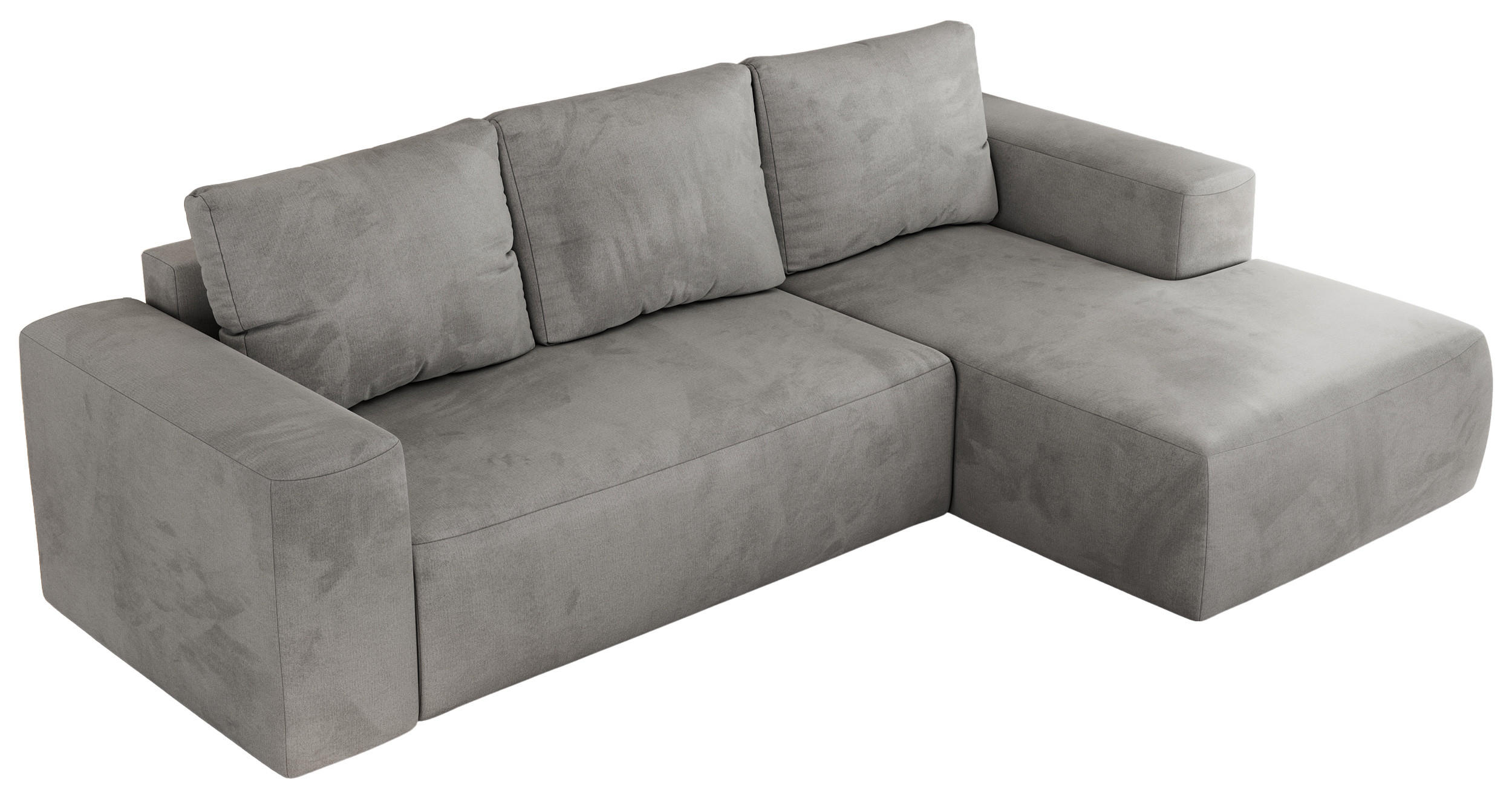 ECKSOFA TRENTINO L Hellgrau Velvet - Rechts - Hellgrau/Schwarz, Textil (164/266cm) - MKS