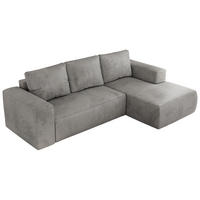 ECKSOFA TRENTINO L Hellgrau Velvet - Rechts - Hellgrau/Schwarz, Textil (164/266cm) - MKS