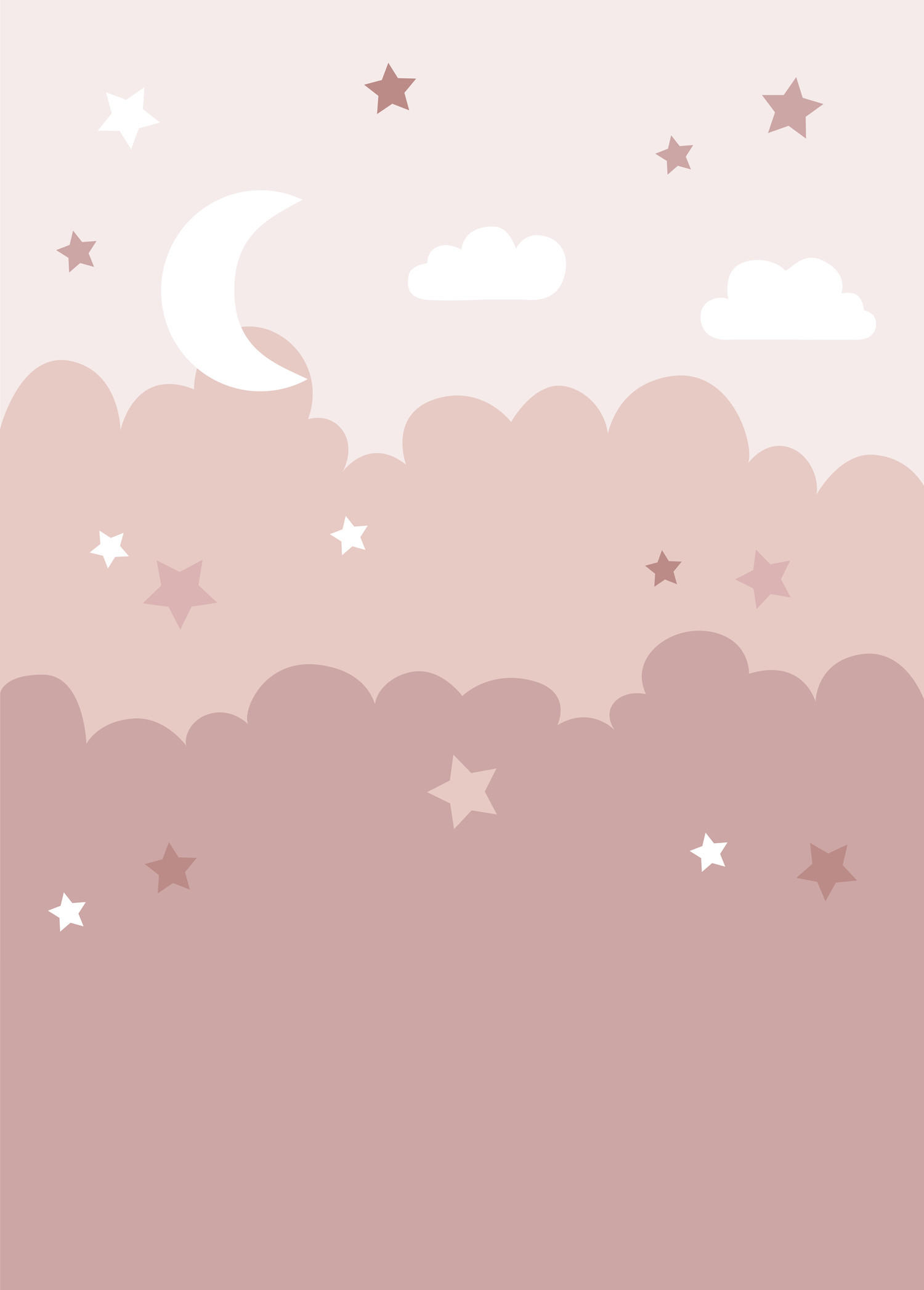 FOTOTAPETE Wolken und Sterne 200 x 279 cm - Pink, Papier (200/279cm) - ESTAhome