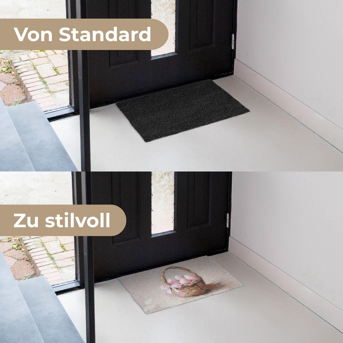 FUSSMATTE Korb - Eier - Rosa 60x40 cm - Beige, Kunststoff (40/60cm) - MuchoWow