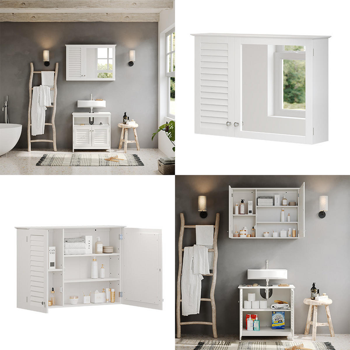 BADSPIEGELSCHRANK Riad Weiß 68 x 48 cm mit 2 Türen - Weiß, Holzwerkstoff (68/48/16.5cm) - Vicco