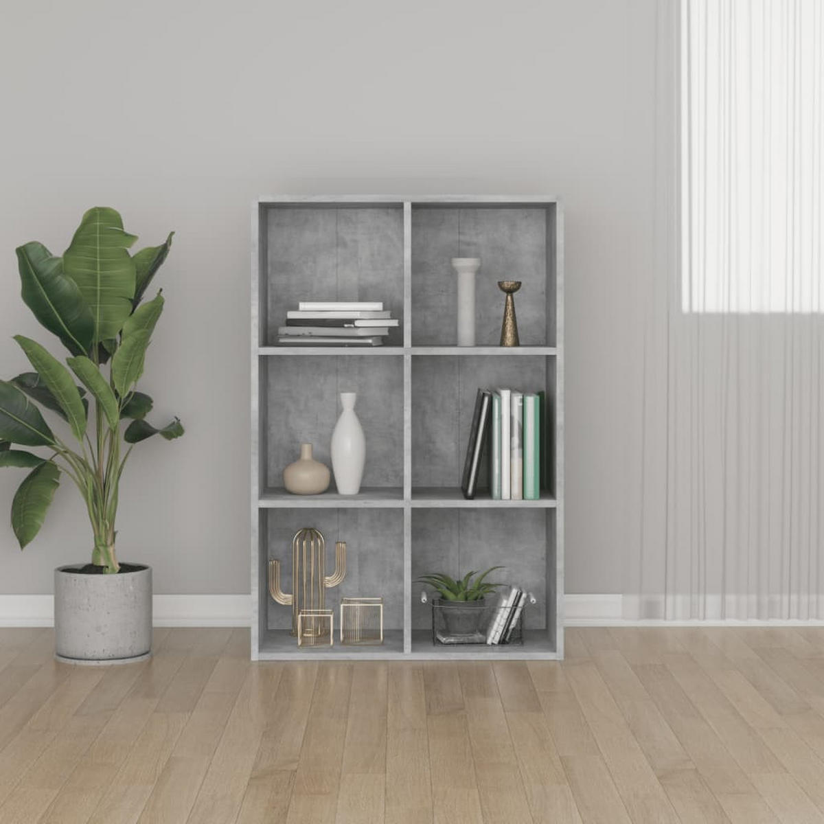 SIDEBOARD mit 6 Fächern 66/30/98 cm aus Holzwerkstoff Betongrau - Hellgrau, Holz (66/98/30cm) - vidaXL