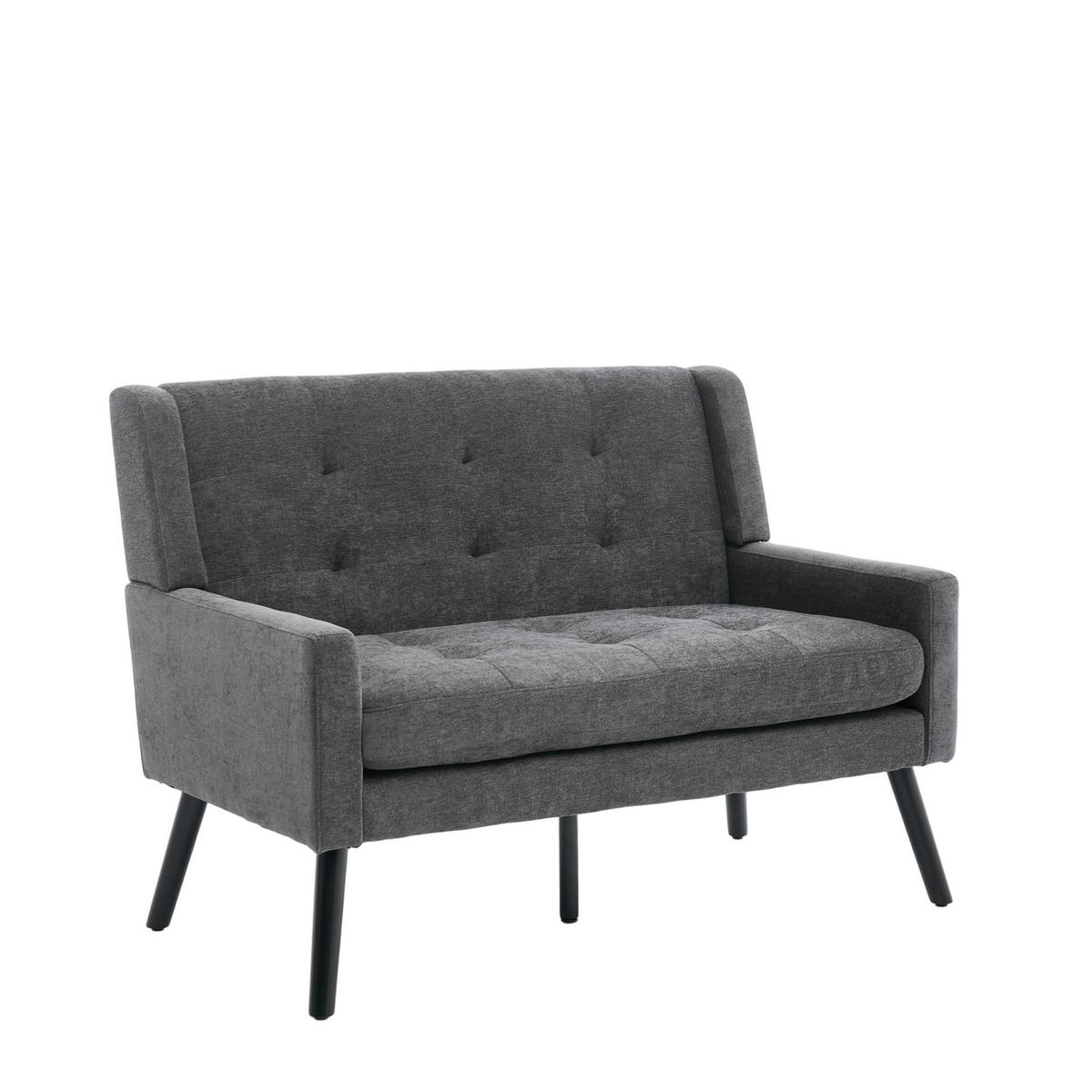 2-SITZER-SOFA Massivholz,dicke Schaumfüllung,Leinenstoff,Dunkelgrau - Dunkelgrau, Textil (119/88/75cm) - LVHOM