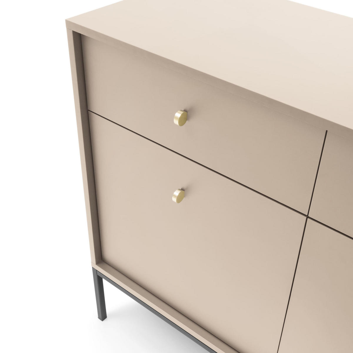 KOMMODE - kommode Melody II 2D2S Beige + Schwarz - Beige/Schwarz, Holzwerkstoff (104/83/39cm) - Möblo