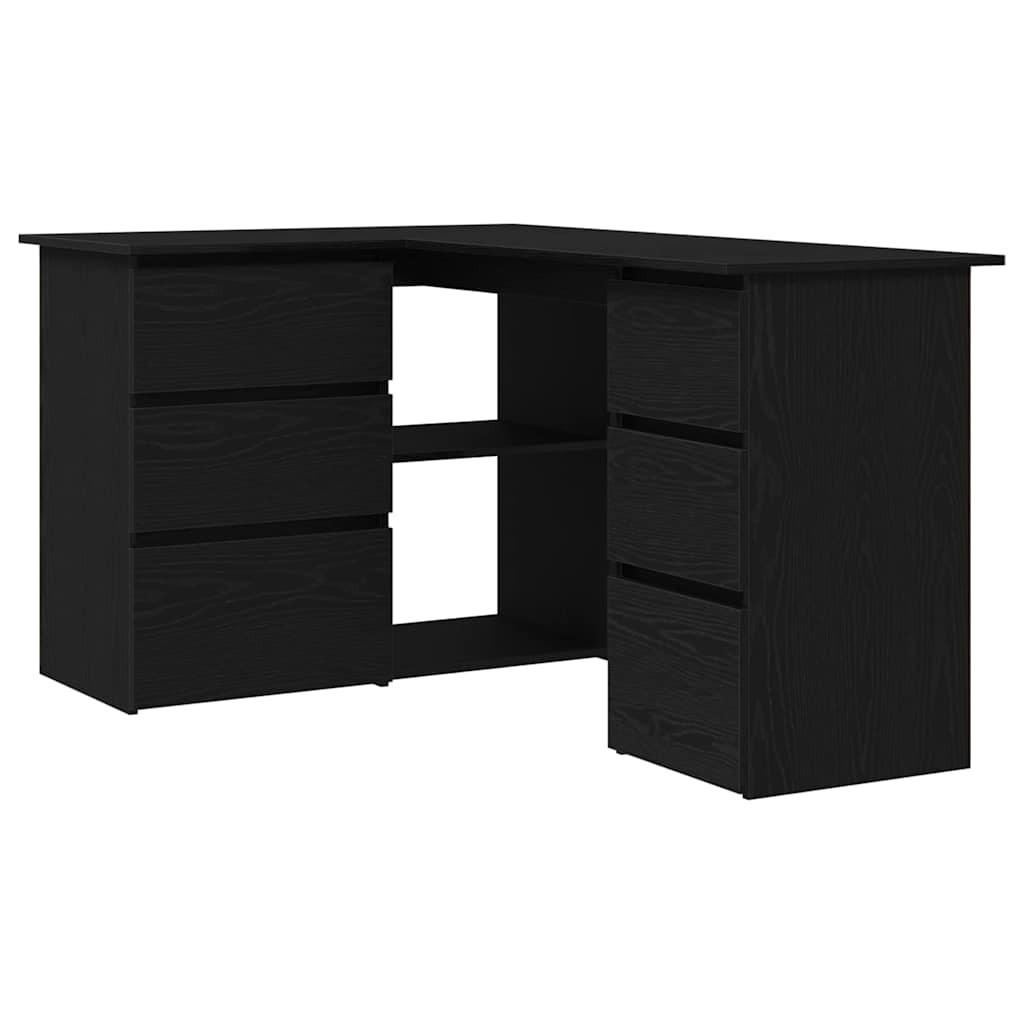 SCHREIBTISCH Mit Regal Schwarz Eichen-Optik 145/100/76 Cm - Schwarz, Holzwerkstoff (145/100/76cm) - vidaXL