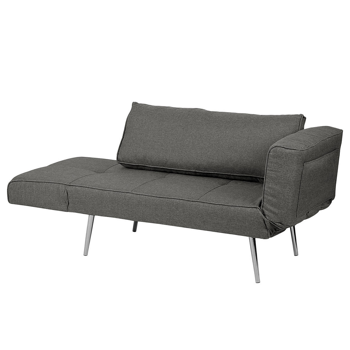 SCHLAFSOFA - Webstoff - Silberfarben/Grau, Textil/Metall (152/74/74cm) - home24