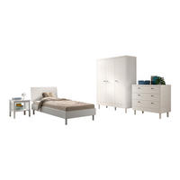 JUGENDZIMMER SET 90x200 Keeley Buche Weiß Holz Schrank Kommode - Weiß, Holz (55/190/146cm) - 58aufmkessel