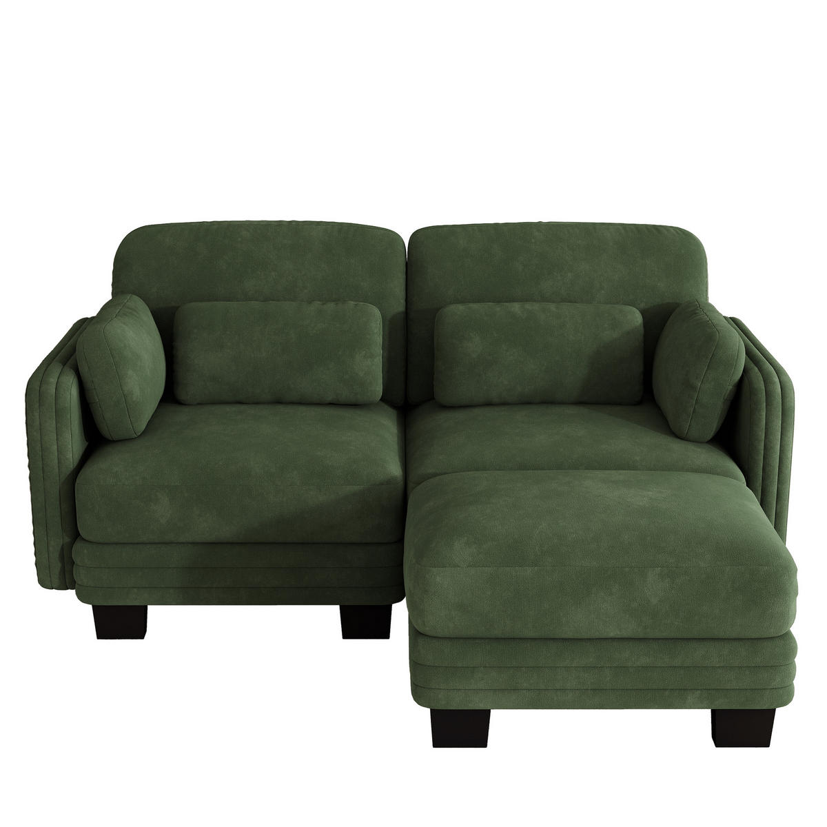 ECKSOFA 2-Sitzer L-Form mit Ottomane, DE-42686, Grün - Grün, Holz (176/143cm) - ComfortXL