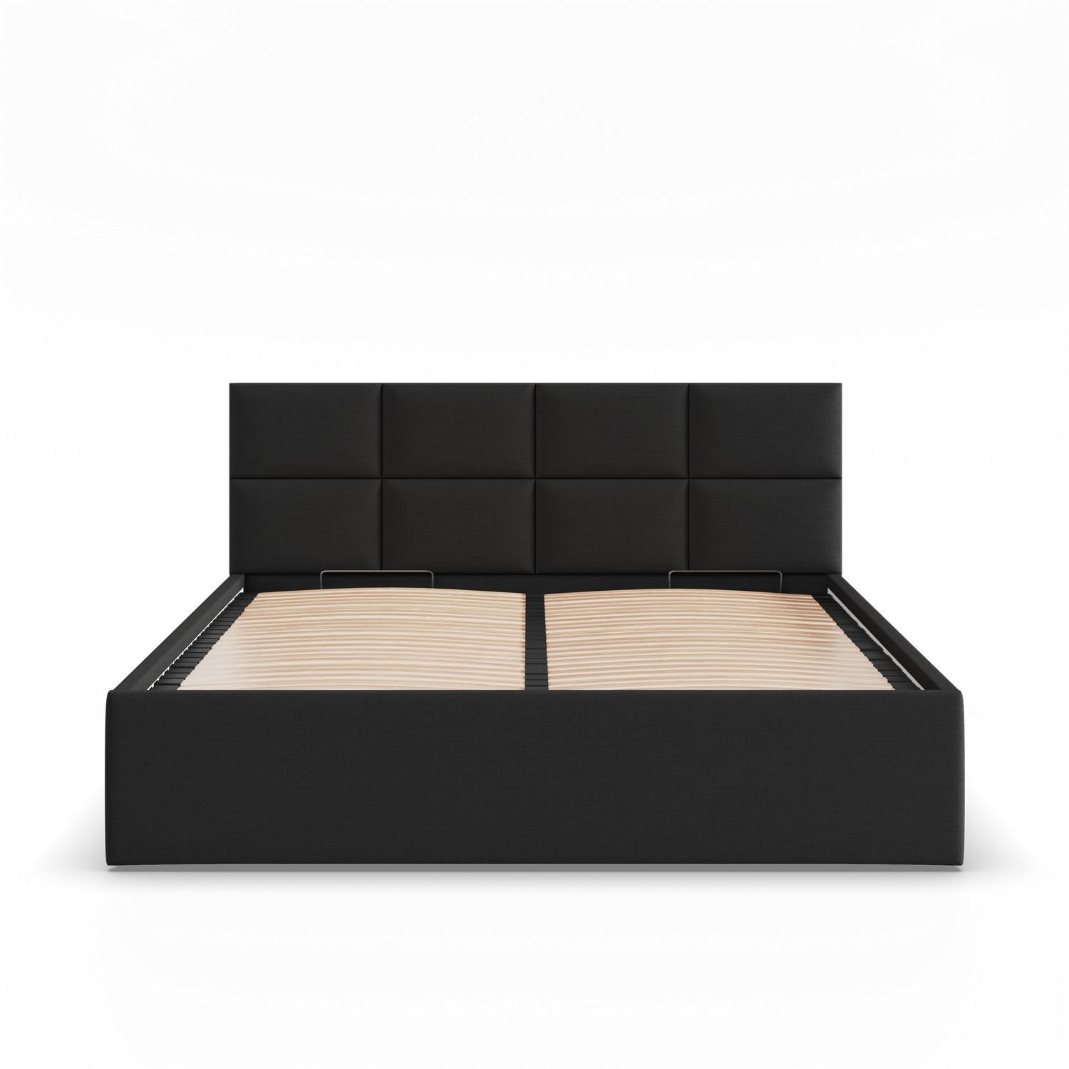POLSTERBETT MIT KOPFTEIL 140x200 ohne Bettkasten BORGO, Schwarz - Schwarz, Textil (140/200cm) - Mebligo