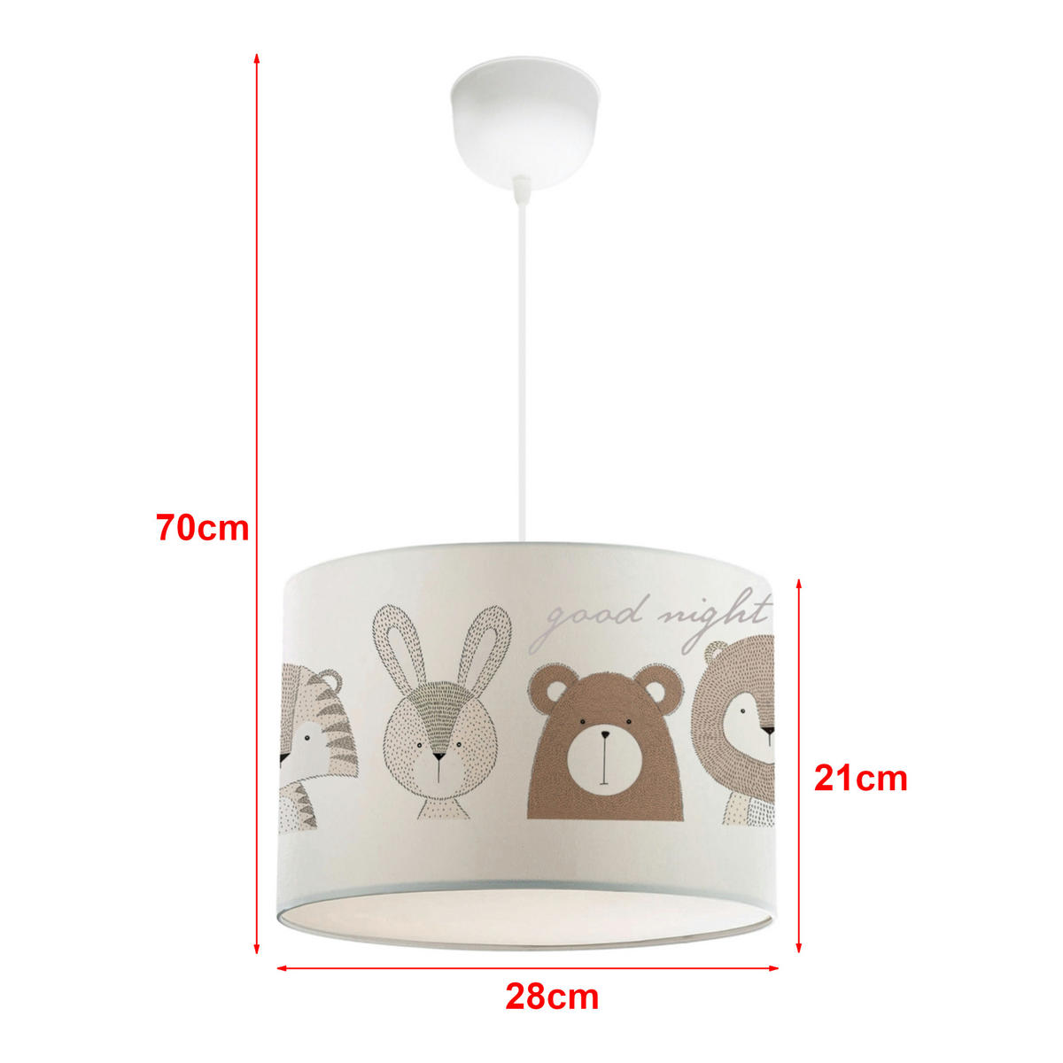 KINDERHÄNGELEUCHTE Rugby - Creme, Textil (28/28/70cm) - lux.pro