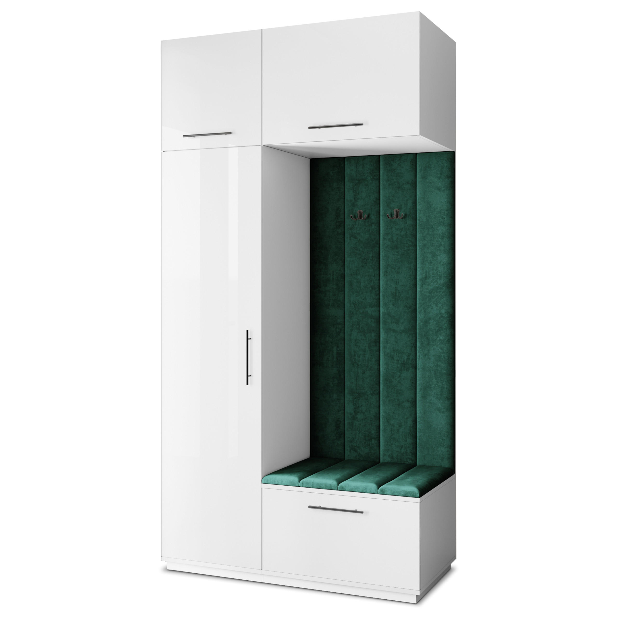 Masseno Garderobenschrank Weiß, Grün 120x240x60 cm