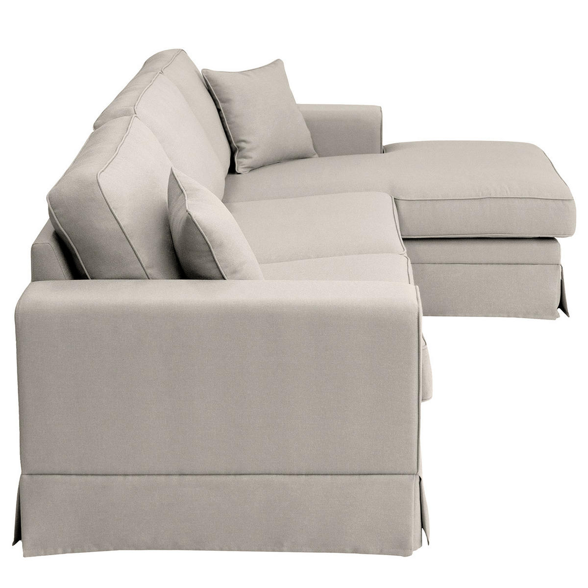 ECKSOFA mit Husse - Longchair, Webstoff - Hellgrau/Schwarz, Kunststoff/Textil (300/165cm) - home24