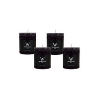 STUMPENKERZE Rustik Schwarz 80 x 68 mm, 4er Adventskerzen-Set - Schwarz, Paraffin (7/8cm) - Wiedemann Kerzen