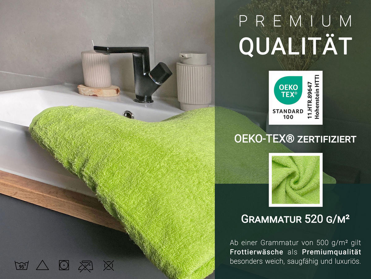 DUSCHTÜCHER, 3er-Set, 70x140 cm, 100% Baumwolle, Grün - Hellgrün, Textil (70/140cm) - Zollner