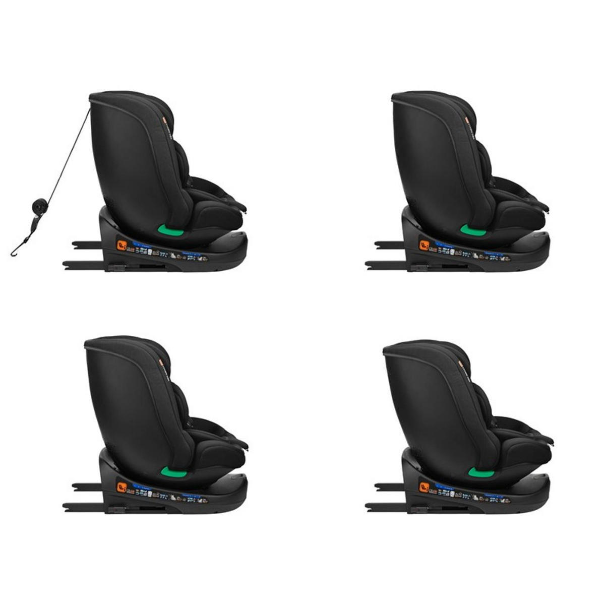 KINDERSITZ i-Round i-Size schwarz (40-150cm) Isofix, 360-Grad-Drehung, Gurt - Schwarz, Textil (45/60/51cm) - Kikka boo