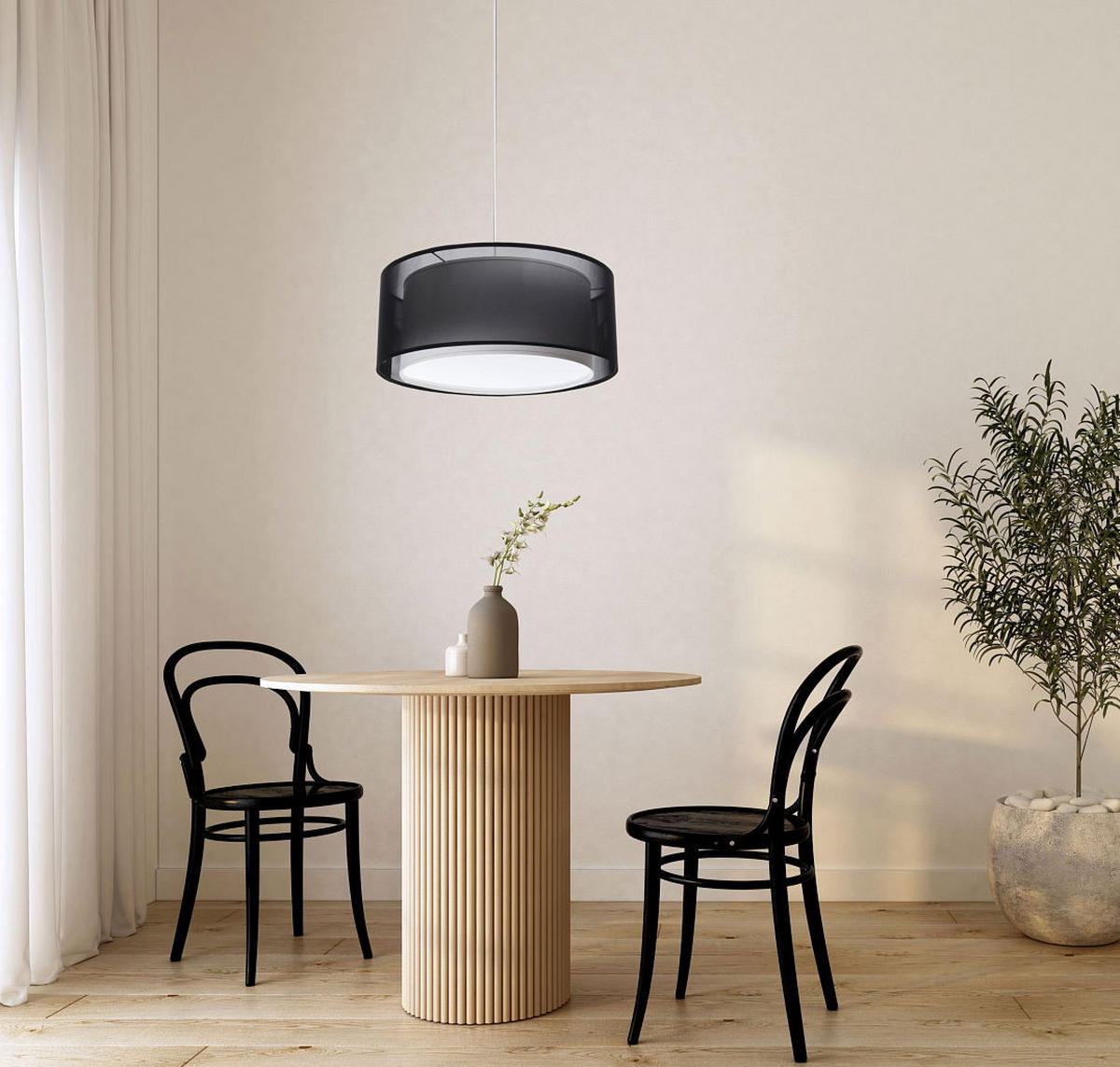 HÄNGELEUCHTE Schwarz 40/17 cm - Schwarz/Weiß, Kunststoff (40/0.9/17cm) - ONZENO