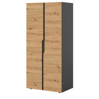 KLEIDERSCHRANK Eiche Artisan, grau 81 x 176 cm, Drehtürenschrank 2-türig - Schwarz/Eiche Artisan, Holzwerkstoff/Kunststoff (81/176/51cm) - Inn.Furn