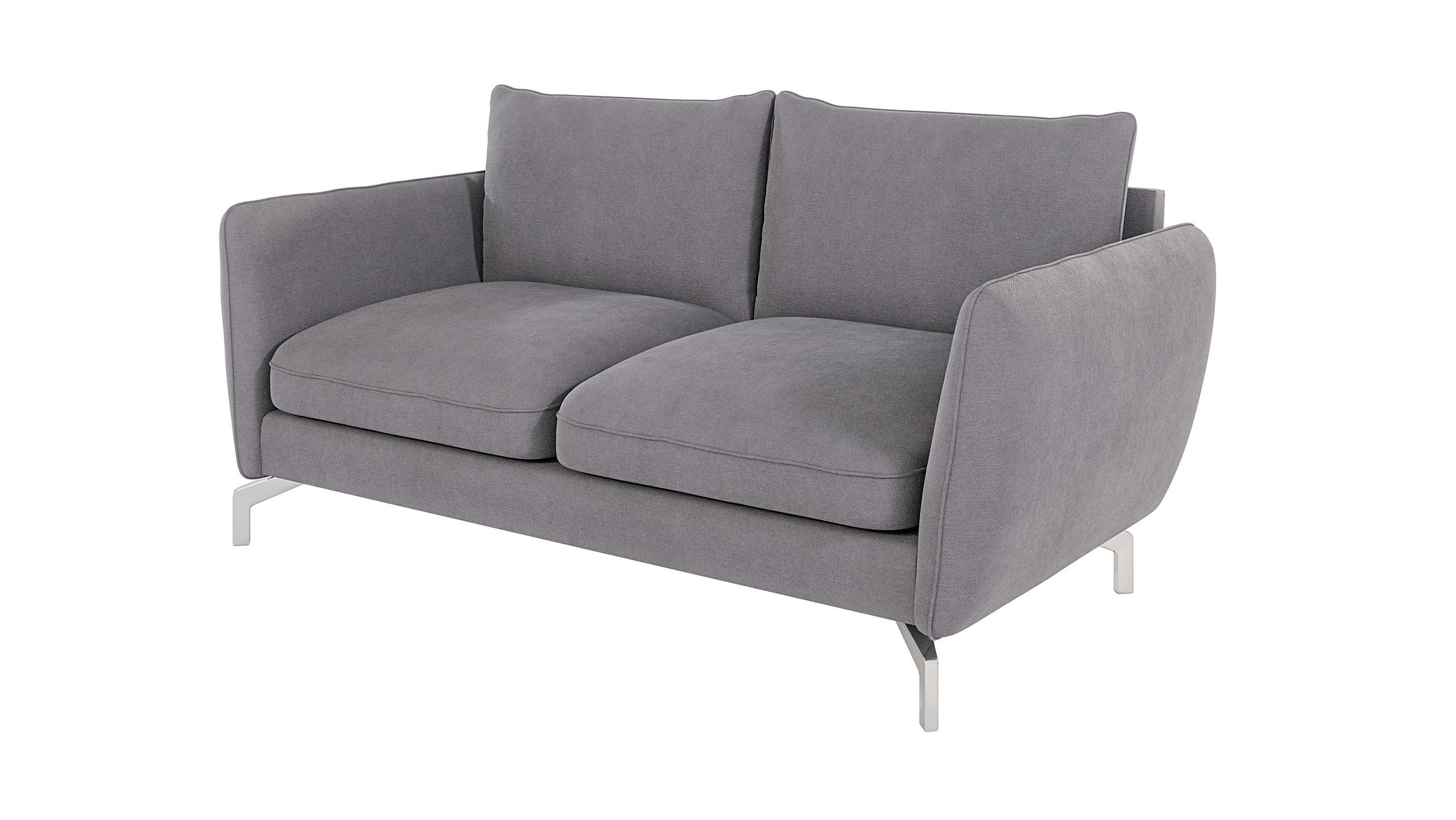 2-SITZER-SOFA Elou Grau Microfaser - Chromfarben/Grau, Holz/Textil (172/87/92cm) - S-Style Möbel