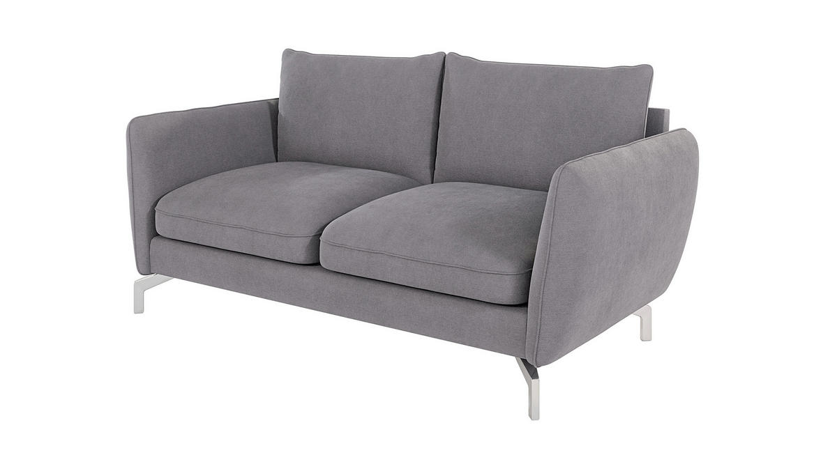 2-SITZER-SOFA Elou Grau Microfaser - Chromfarben/Grau, Holz/Textil (172/87/92cm) - S-Style Möbel