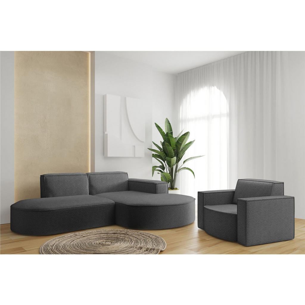 Thumbnail - Fun Möbel Sofaset, Graphit, Textil, Ottomane rechts, 236x78x165 cm, Wohnzimmer, Sofas & Couches, Sitzgarnituren