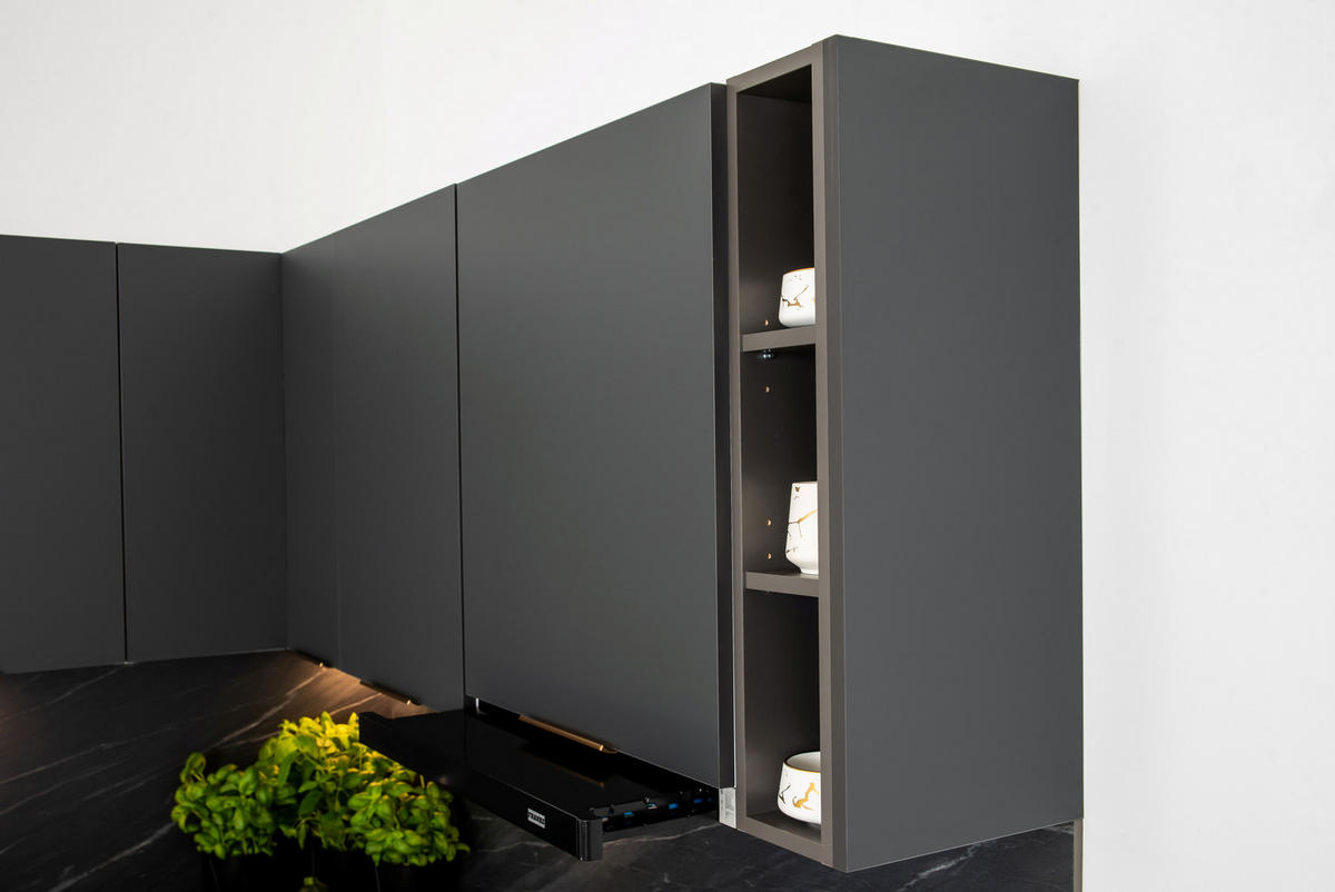 ECKKÜCHE 190 x 180 cm - Morvex & Kendro KS10-G370 - in Grau/Anthrazit - Anthrazit/Goldfarben, Holz/Holzwerkstoff (190/213.3/180cm) - ROYAL24_MARKT