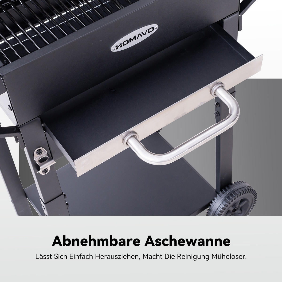 HOLZKOHLEGRILL - Schwarz, Metall (44/106/107cm) - HOMAVO