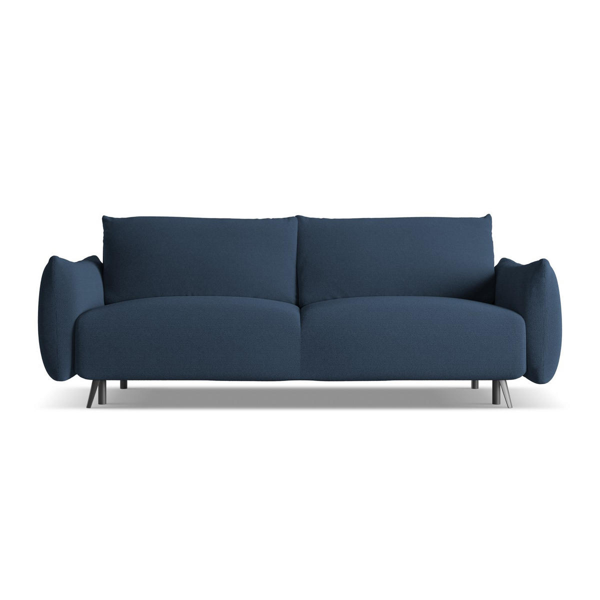3-SITZER SOFA mit Schlaffunktion Chenille Stoff Blau - Blau/Schwarz, Textil/Metall (230/86/105cm) - LaMiaSofa