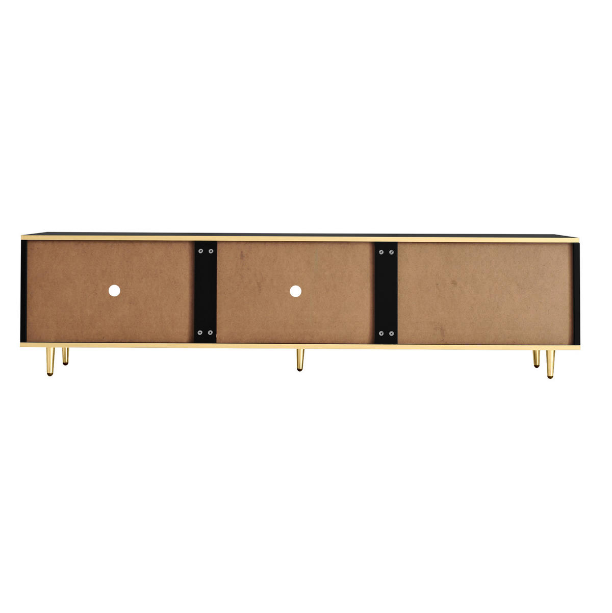LOWBOARD 170/45/37 cm aus MDF und Holzwerkstoff mit geschnitzten Fronten Schwarz/Gold - Schwarz, Holzwerkstoff (175/45/40cm) - Modenvie