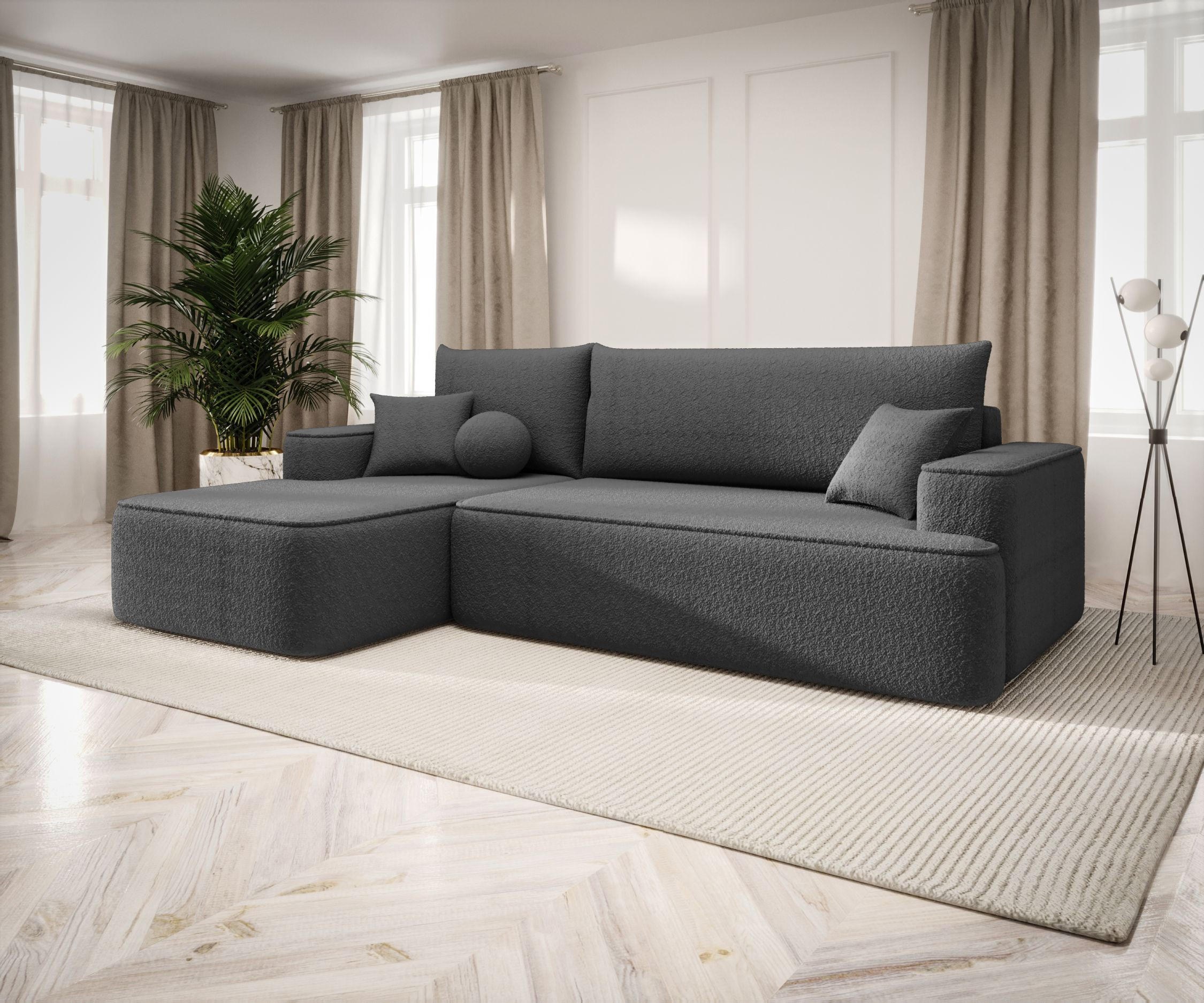 ECKSOFA mit Schlaffunktion FIGO Quelle 92 Links - Dunkelgrau, Textil (250/150cm) - Bedante