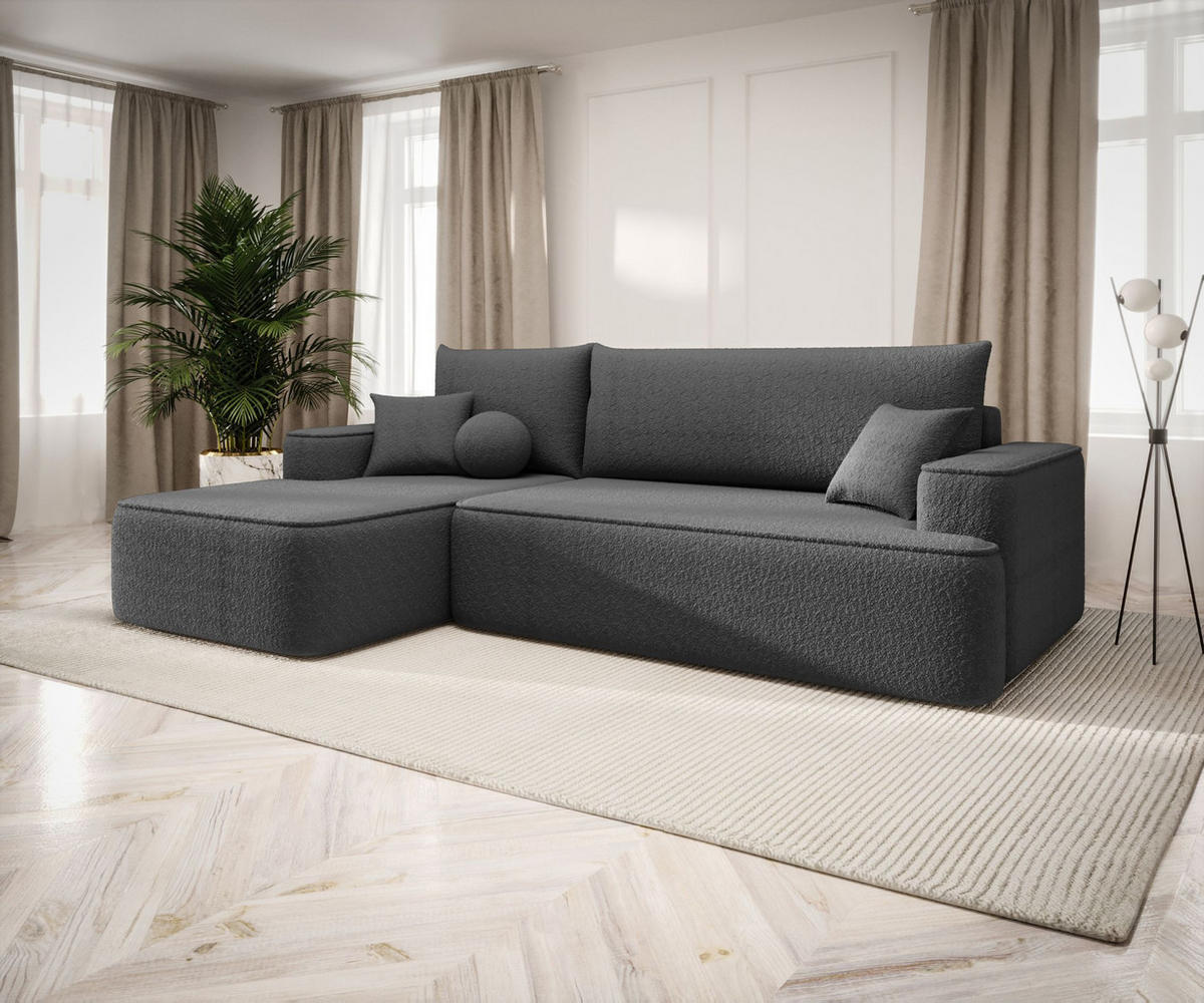 ECKSOFA mit Schlaffunktion FIGO Quelle 92 Links - Dunkelgrau, Textil (250/150cm) - Bedante