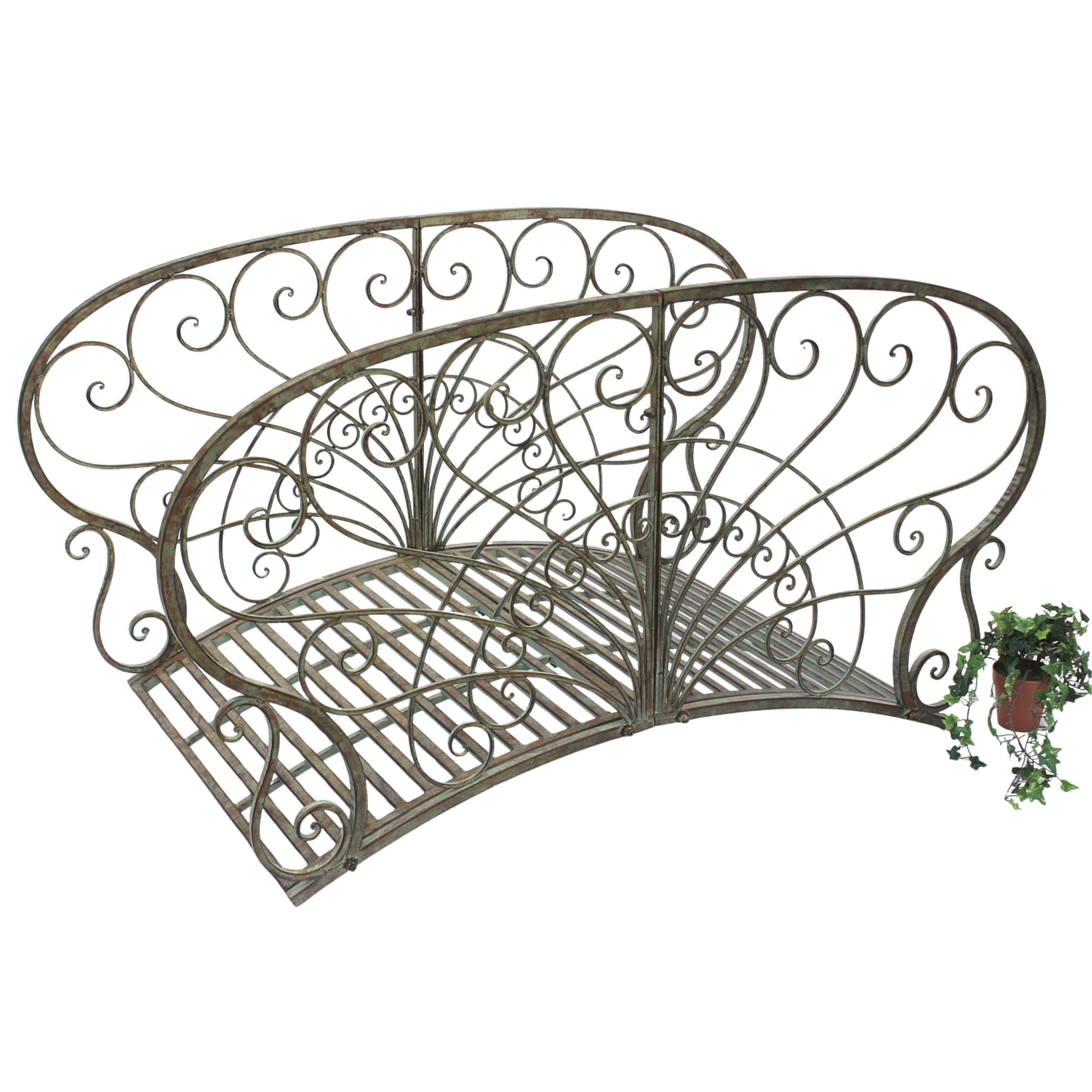 GARTENBRÜCKE mit Geländer Metall Braun 150 cm 150106 - Grün, Metall (150/82/80cm) - DanDiBo