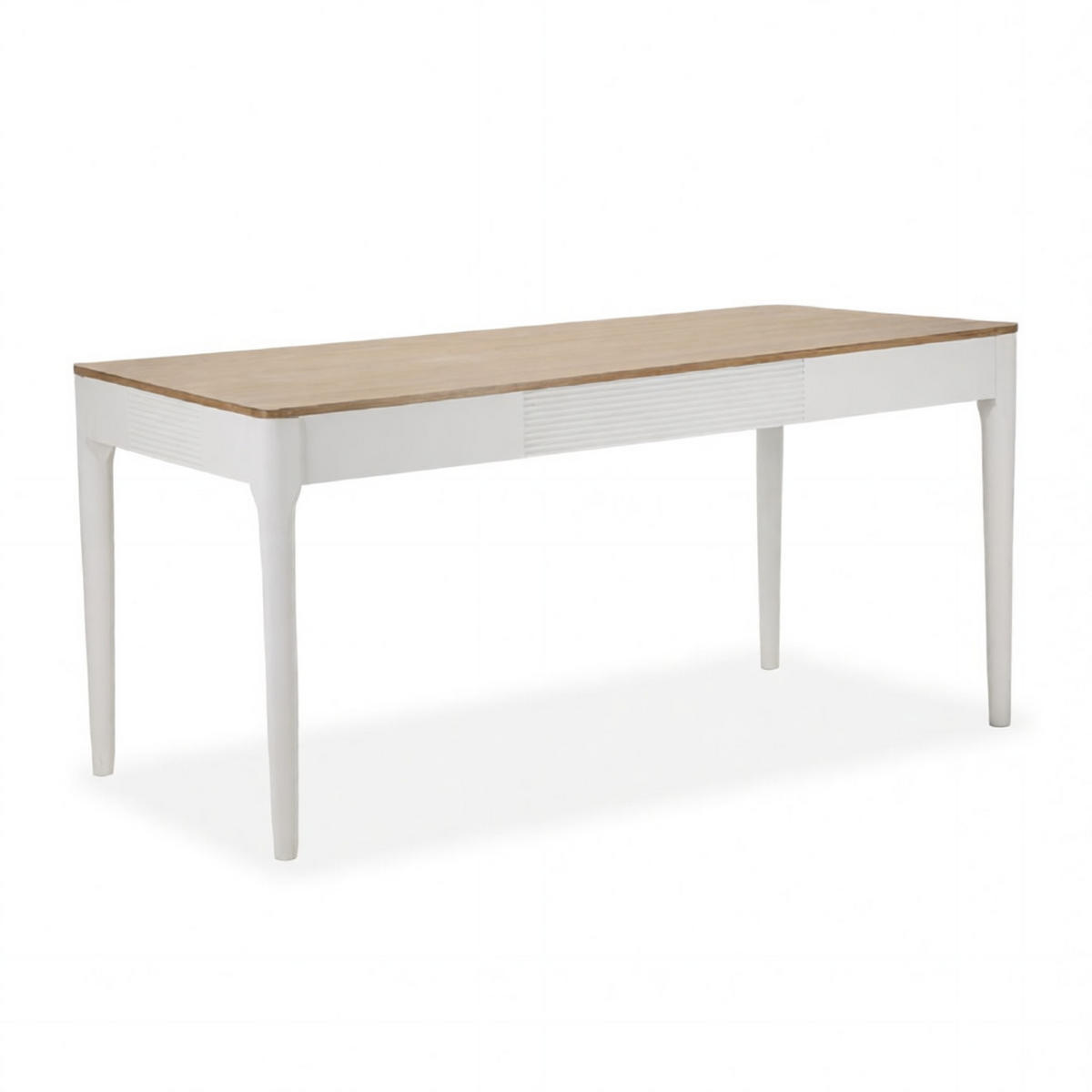 ESSTISCH Matera, weiß und braun, Eschenholz, Kiefernholz, MDF und Eisen, 180 x 90 x 80 cm - Weiß/Braun, Holz/Holzwerkstoff (90/180/80cm) - Mauro Ferretti