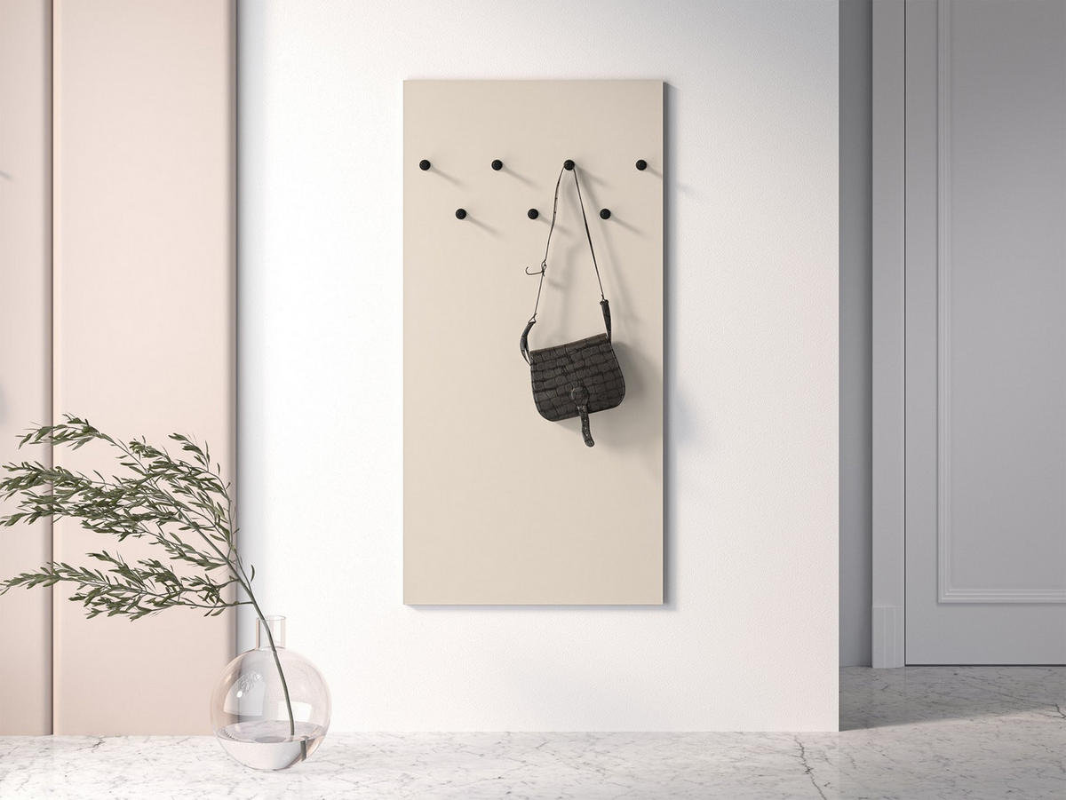 WANDGARDEROBE Caletto Beige mit 6 Haken 68 cm - Beige/Schwarz, Holzwerkstoff (68/137/2cm) - Selsey