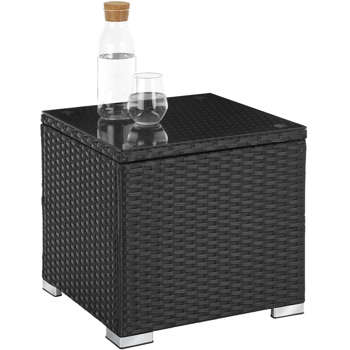 RATTAN-DOPPELLIEGE Carbonera, Belastbarkeit je 200 kg, schwarz - Schwarz, Kunststoff (62/36/196cm) - tectake