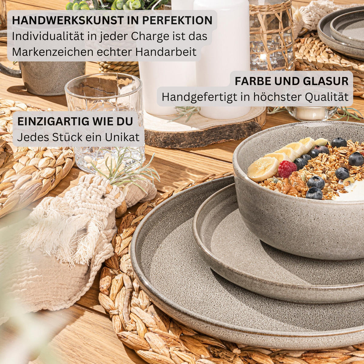 SCHALEN SET KAIRO CLAY - 6 teilig aus Steingut - Grau, Keramik (38.5cm) - Sänger