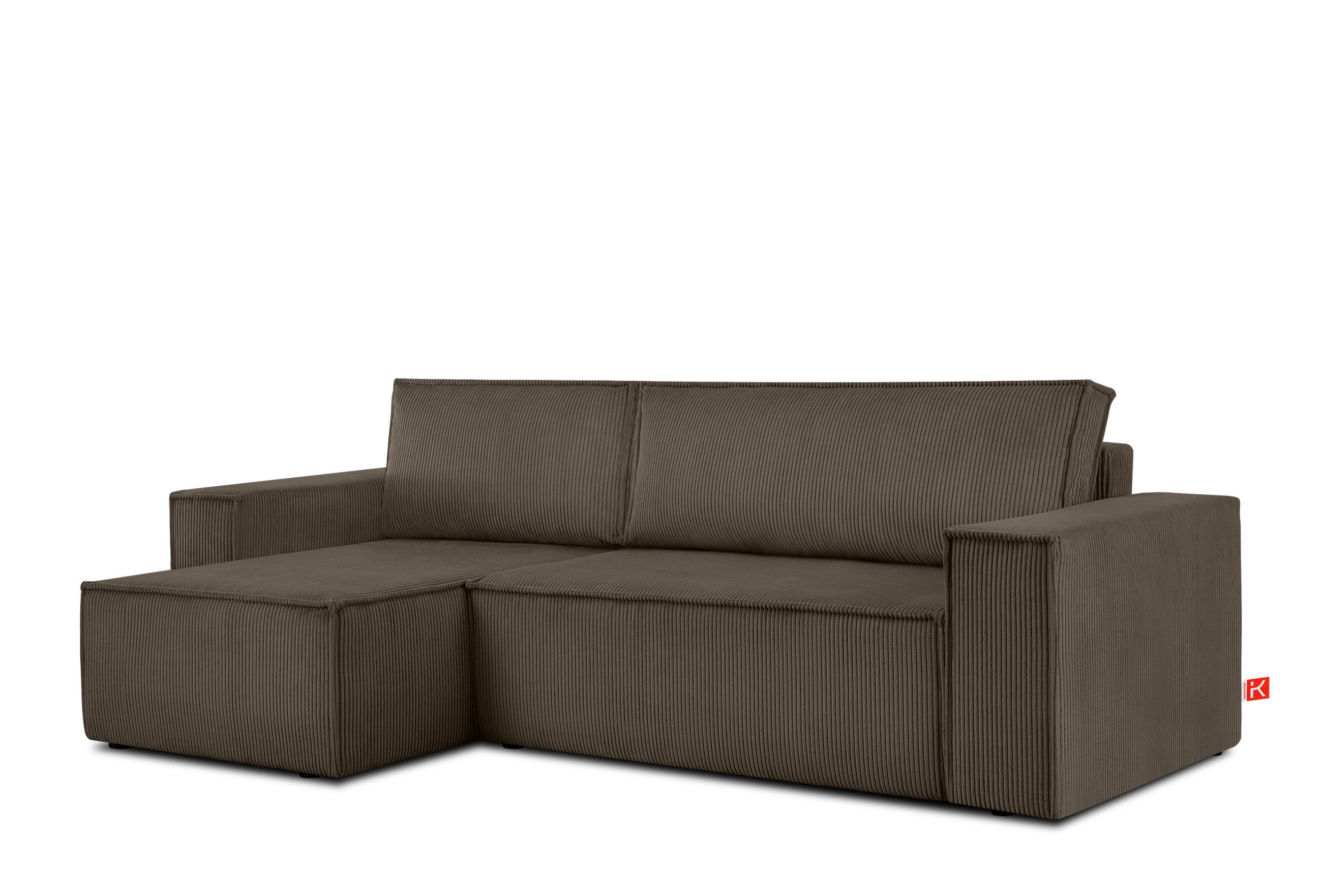 ECKSOFA-LINKS/RECHTS NAPI Schlaffunktion mit Cordbezug, braun - Schwarz/Braun, Textil (262/148cm) - KONSIMO®