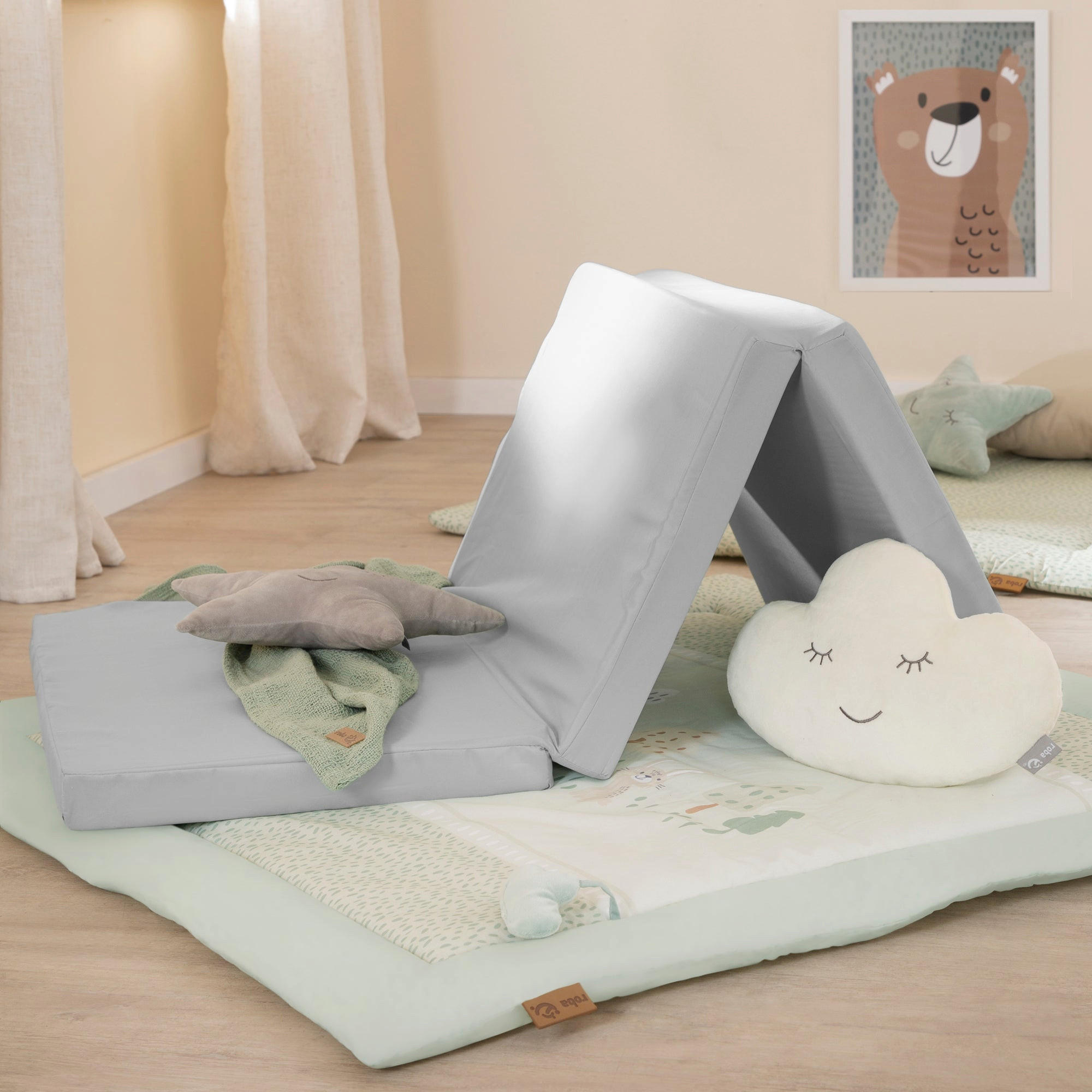 SPIEL- UND KRABBELDECKE - Woodland Buddies - 100 x 100 cm - Grün, Textil (100/100cm) - Roba