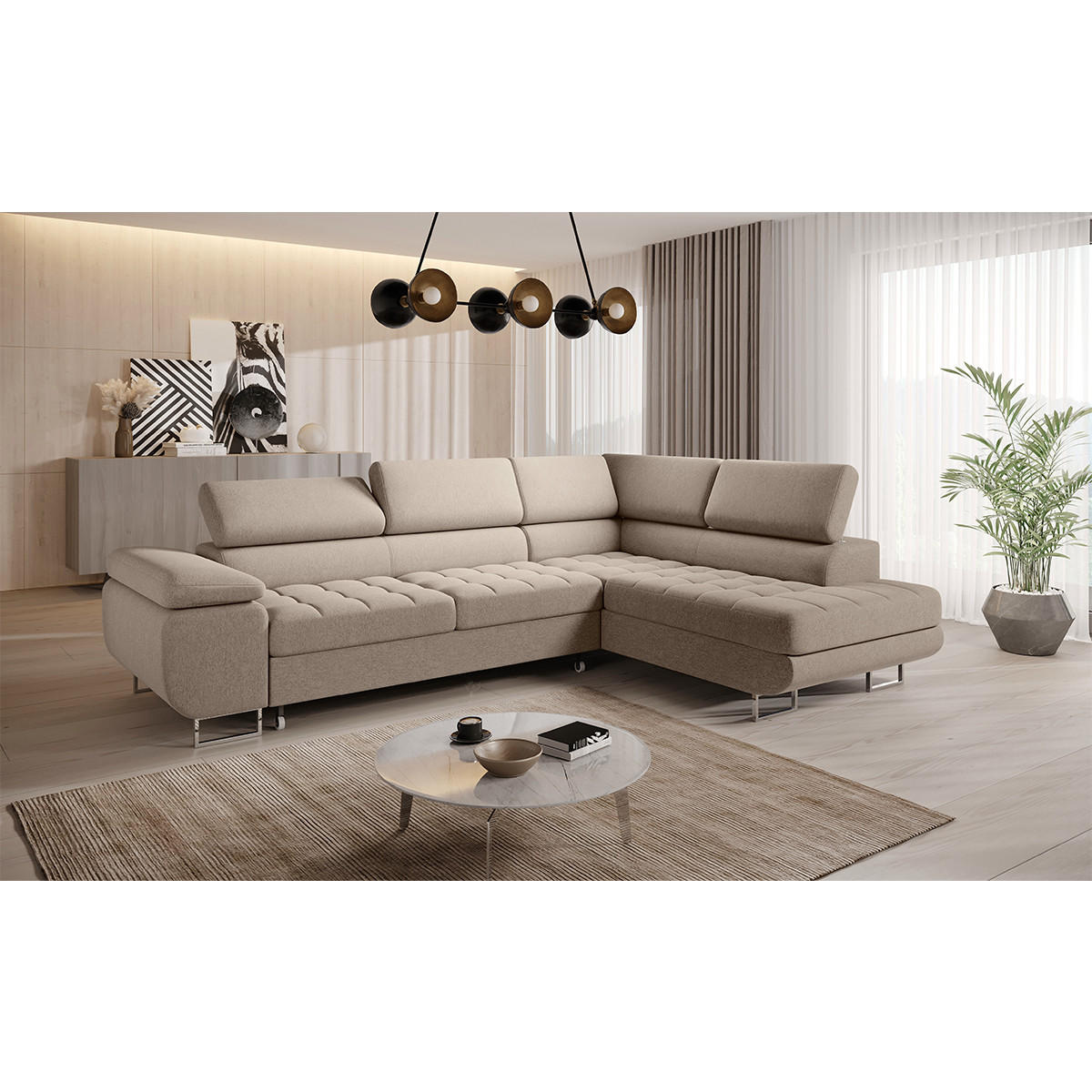 ECKSOFA Eden 4 Sitzplätze Taupe - Taupe, Holzwerkstoff (271/201cm) - Petits-meubles